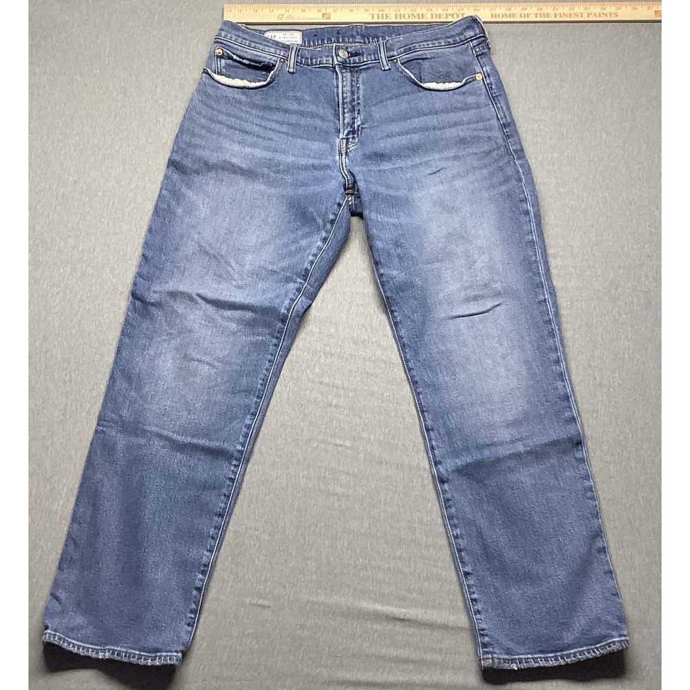 Mens GAP Straight Fit Jeans Size 34x30 Blue Medium Wash